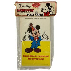 Vintage 1980s Walt Disney Mickey Mouse Place Cards Pkg Of 12 Party Decorations